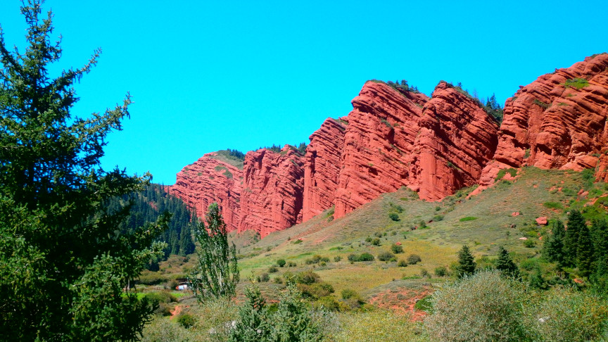 Landscape with rocky mountain range